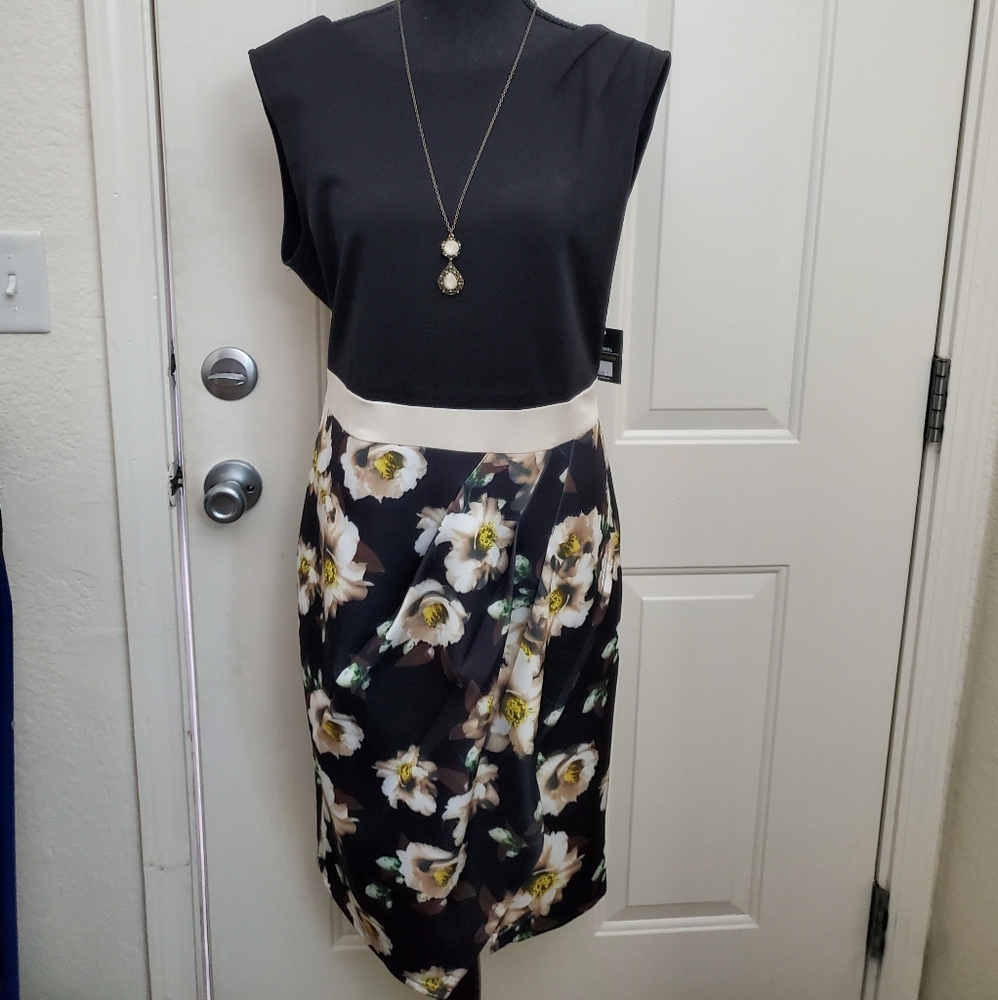 Miusol Women's Scoop Neck Flower Slim Dress